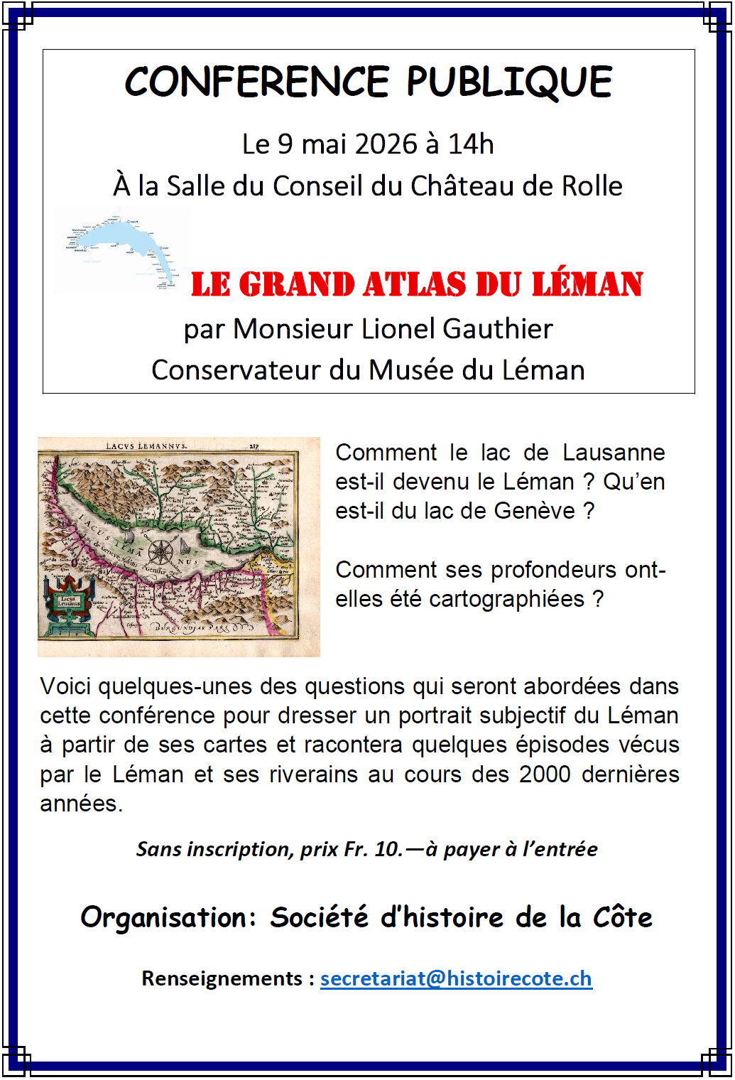 Le Grand Atlas du Léman – Conférence de M. Lionel Gauthier